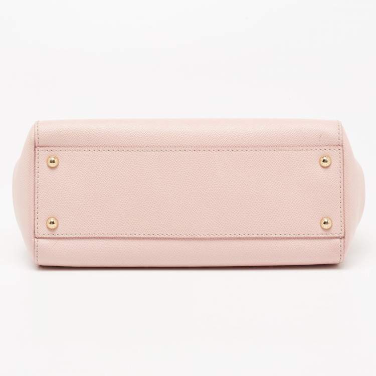 مملوكة مسبقًا Dolce & Gabbana Light Pink Leather Medium Miss Sicily Studded Top Handle Bag