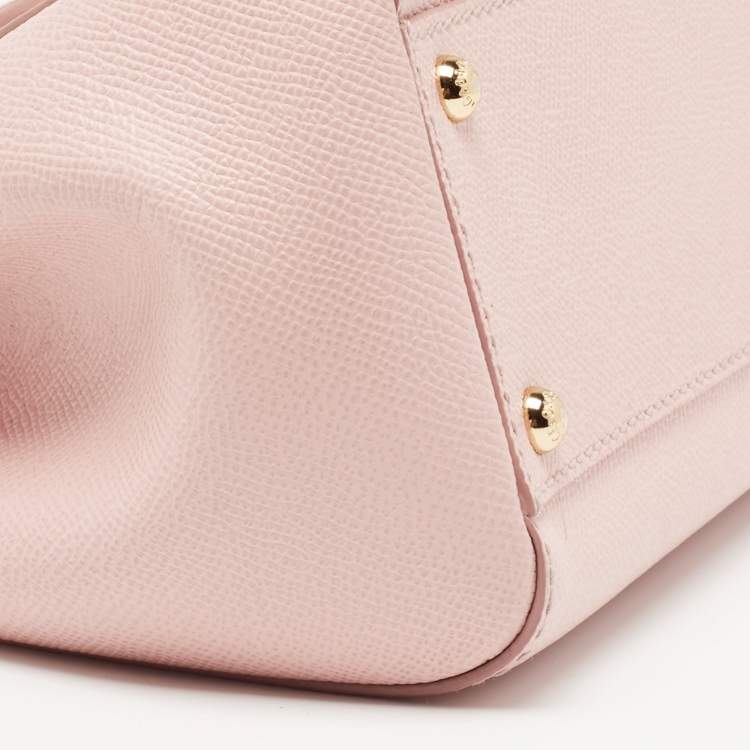 مملوكة مسبقًا Dolce & Gabbana Light Pink Leather Medium Miss Sicily Studded Top Handle Bag