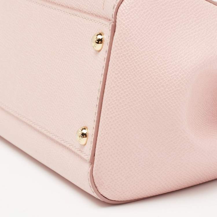 مملوكة مسبقًا Dolce & Gabbana Light Pink Leather Medium Miss Sicily Studded Top Handle Bag