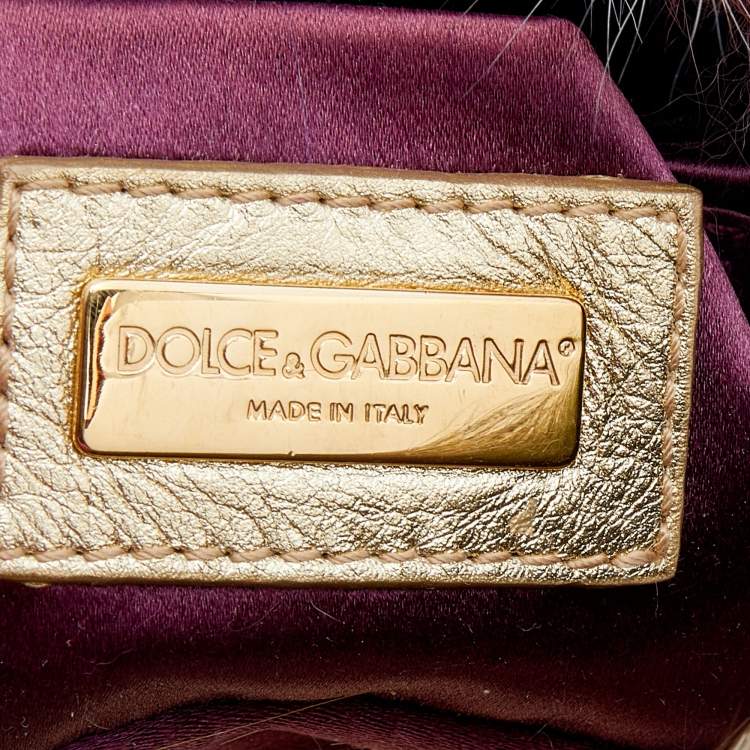 Pre Owned Dolce & Gabbana Multicolor Faux Fur Crystal Embellished Miss Stone Crossbody Bag