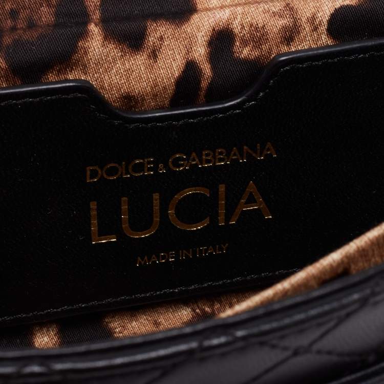 Pre Owned Dolce & Gabbana Black Quilted Leather Lucia Embellished Shoulder Bag