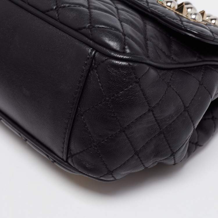 Pre Owned Dolce & Gabbana Black Quilted Leather Lucia Embellished Shoulder Bag