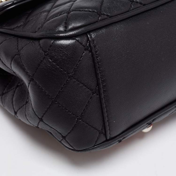 Pre Owned Dolce & Gabbana Black Quilted Leather Lucia Embellished Shoulder Bag