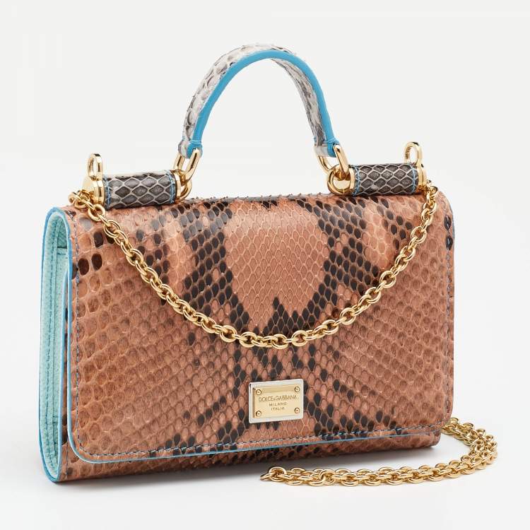 Pre Owned Dolce & Gabbana Multicolor Python Miss Sicily Von Wallet on Chain