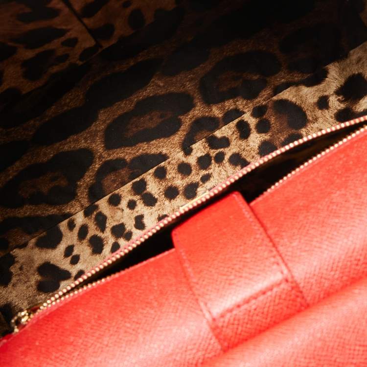 Pre Owned Dolce & Gabbana Red Leather Large Miss Sicily Top Handle Bag