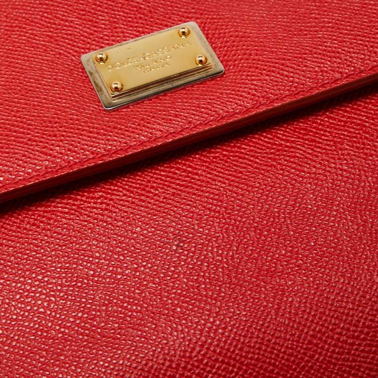 Pre Owned Dolce & Gabbana Red Leather Large Miss Sicily Top Handle Bag