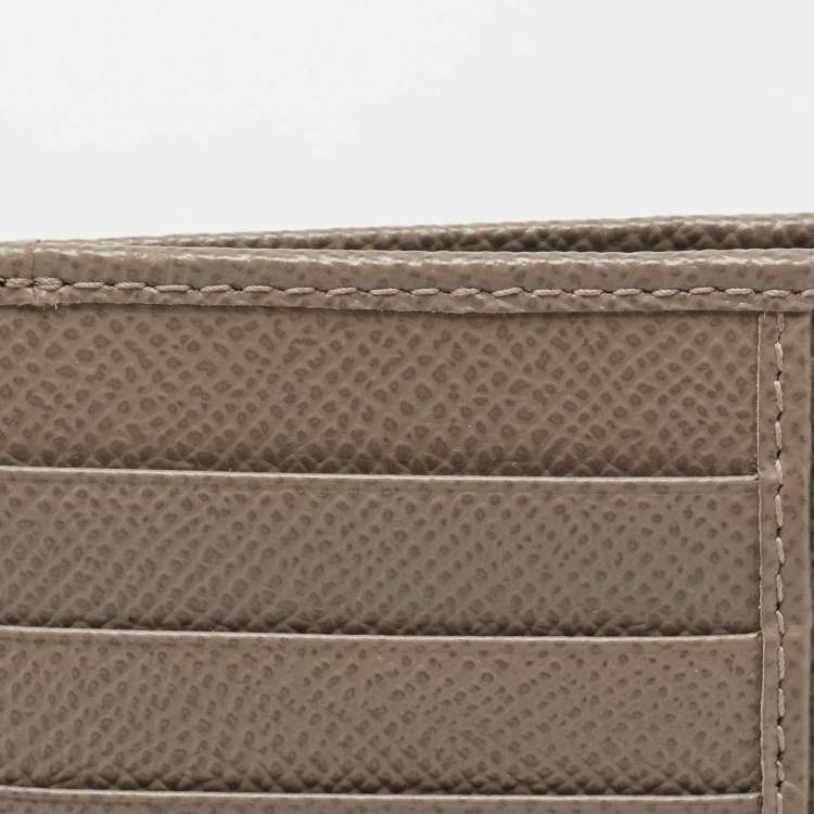 Pre Owned Dolce & Gabbana Beige Leather Crystal Embellished Logo Zipped Card Holder