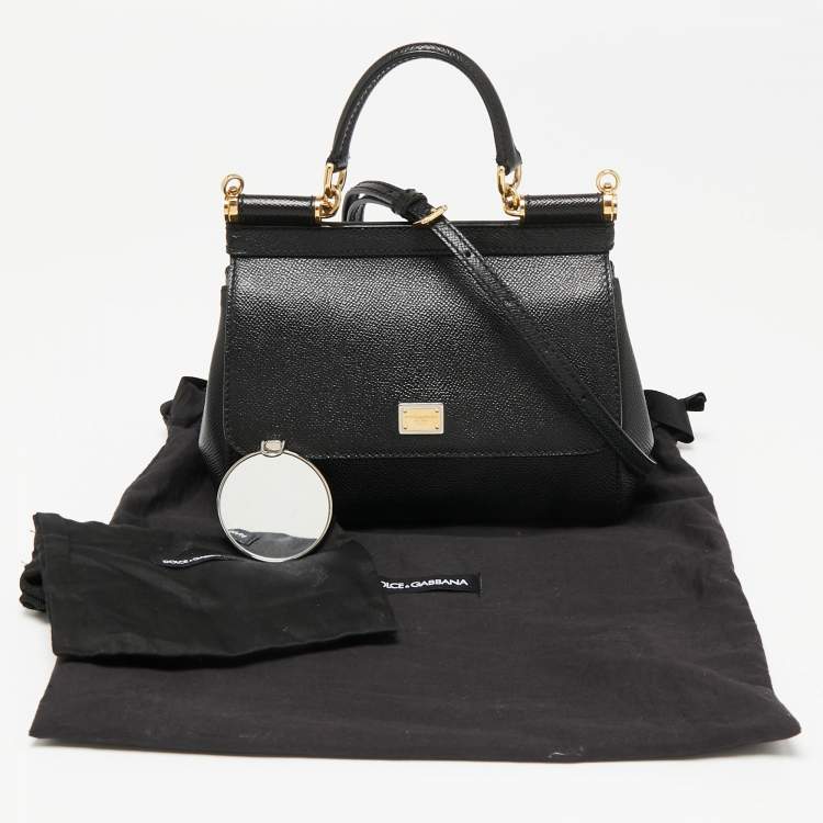 Pre Owned Dolce & Gabbana Black Leather Small Miss Sicily Top Handle Bag