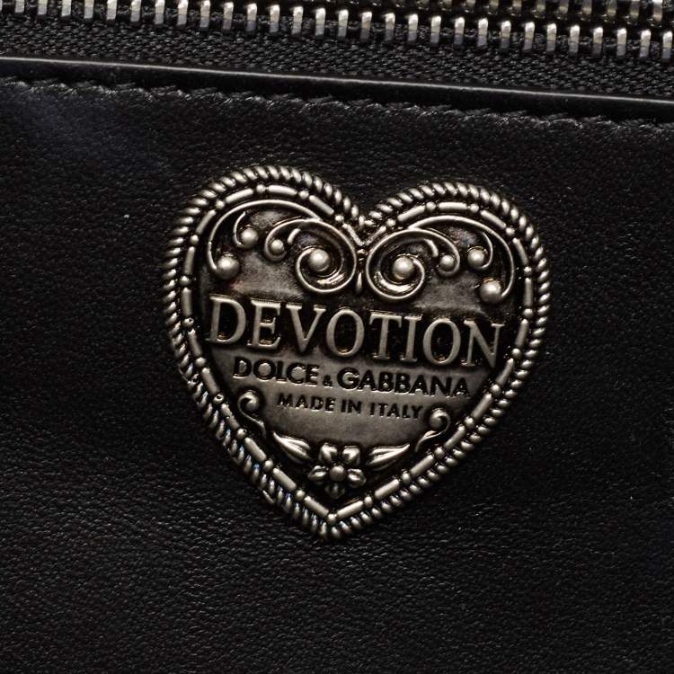 Pre Owned Dolce & Gabbana Black Quilted Leather Large Devotion Shoulder Bag