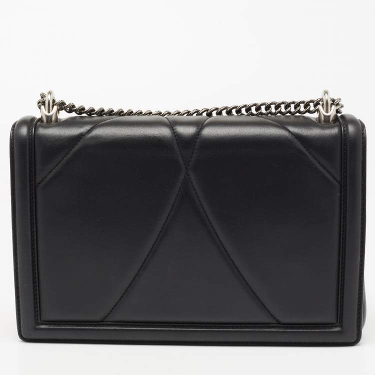 Pre Owned Dolce & Gabbana Black Quilted Leather Large Devotion Shoulder Bag