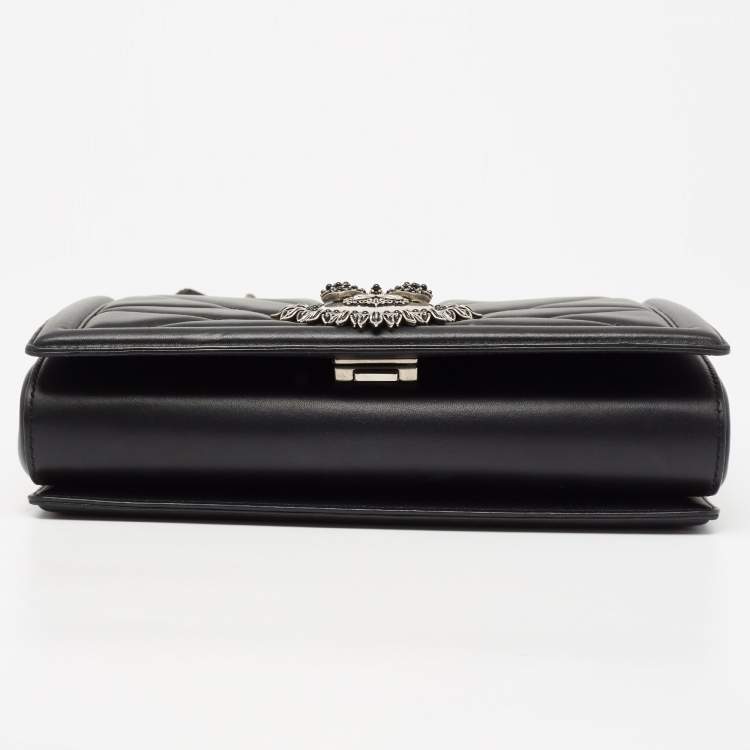 Pre Owned Dolce & Gabbana Black Quilted Leather Large Devotion Shoulder Bag