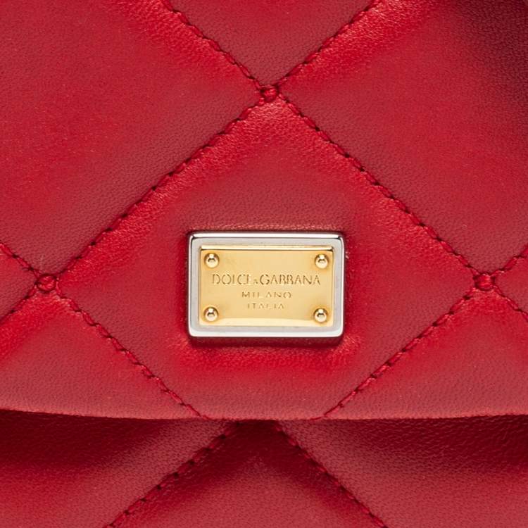 Pre Owned Dolce & Gabbana Red Quilted Leather Miss Kate Crossbody Bag