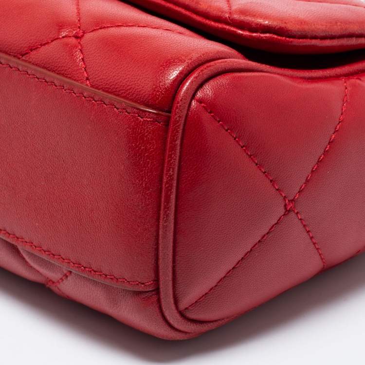 Pre Owned Dolce & Gabbana Red Quilted Leather Miss Kate Crossbody Bag