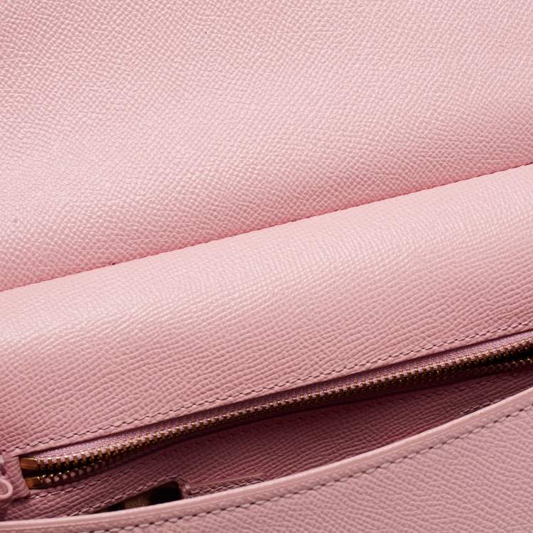 Pre Owned Dolce & Gabbana Pink Leather Medium Miss Sicily Top Handle Bag