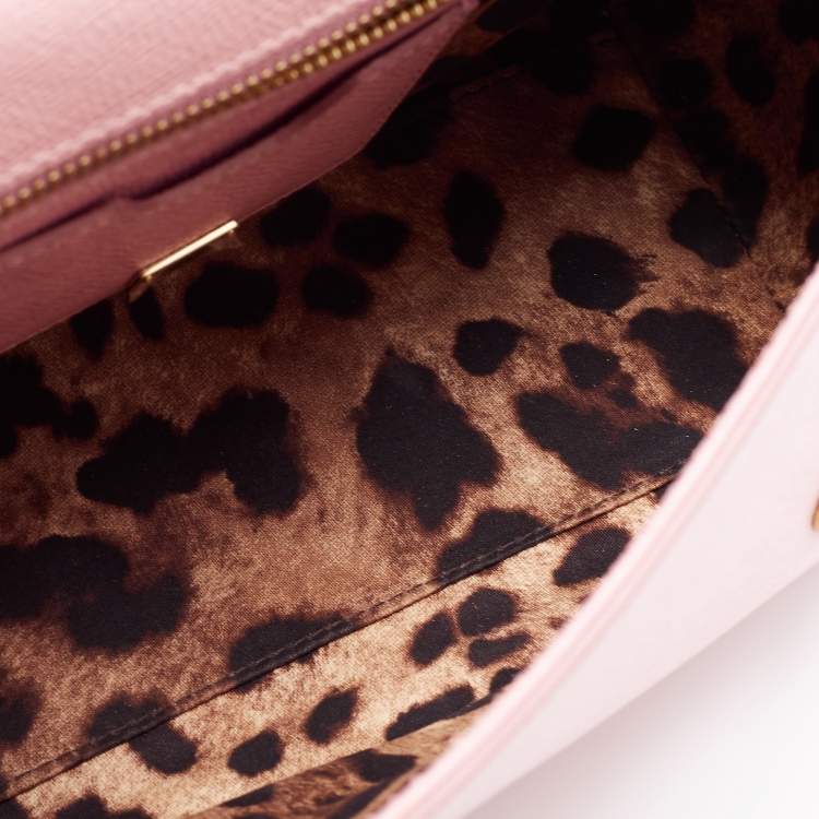 Pre Owned Dolce & Gabbana Pink Leather Medium Miss Sicily Top Handle Bag