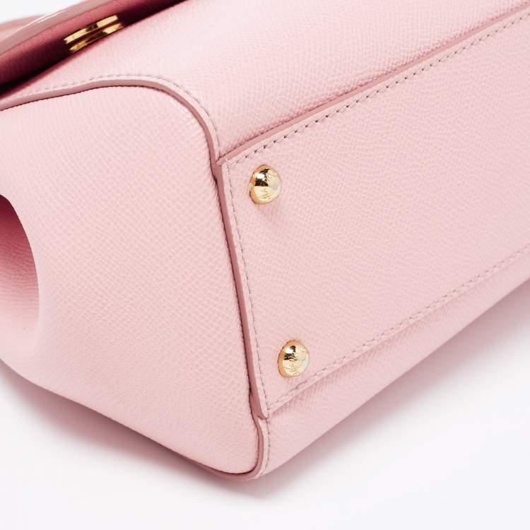 Pre Owned Dolce & Gabbana Pink Leather Medium Miss Sicily Top Handle Bag