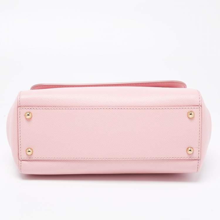 Pre Owned Dolce & Gabbana Pink Leather Medium Miss Sicily Top Handle Bag