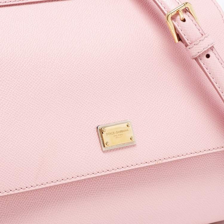 Pre Owned Dolce & Gabbana Pink Leather Medium Miss Sicily Top Handle Bag