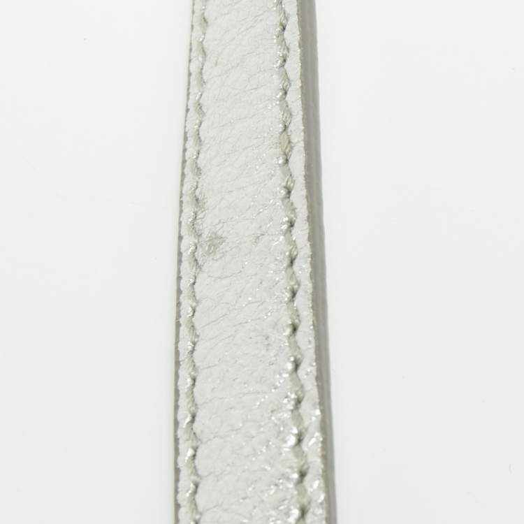 Pre Owned Dolce & Gabbana Metallic Silver Leather Padlock Shoulder Bag