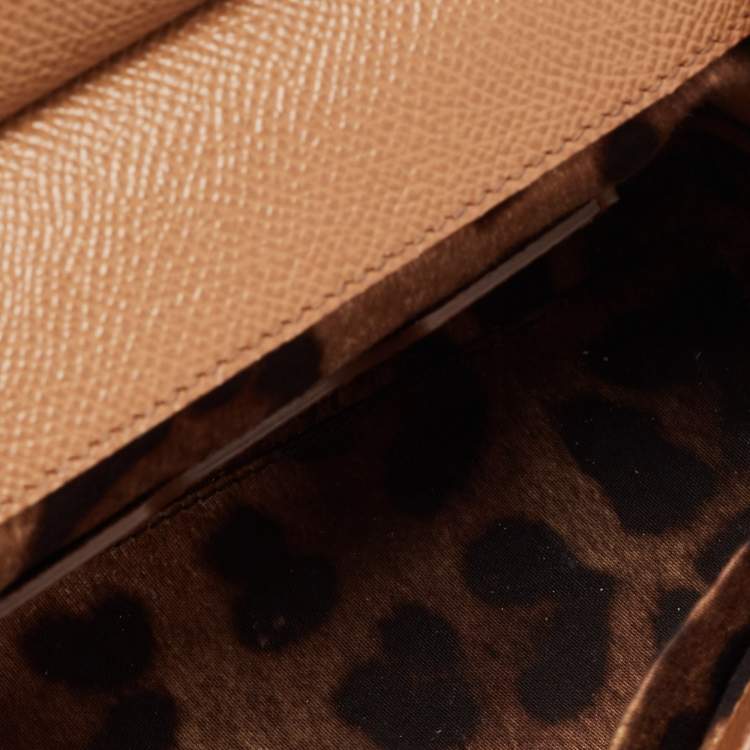 Pre Owned Dolce & Gabbana Brown Leather Small Miss Sicily Top Handle Bag