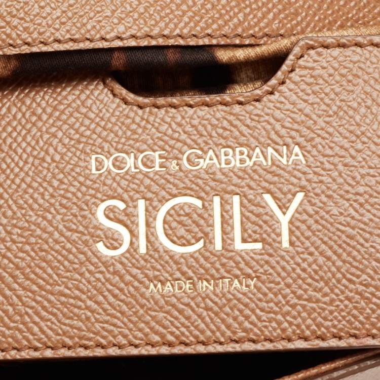 Pre Owned Dolce & Gabbana Brown Leather Small Miss Sicily Top Handle Bag