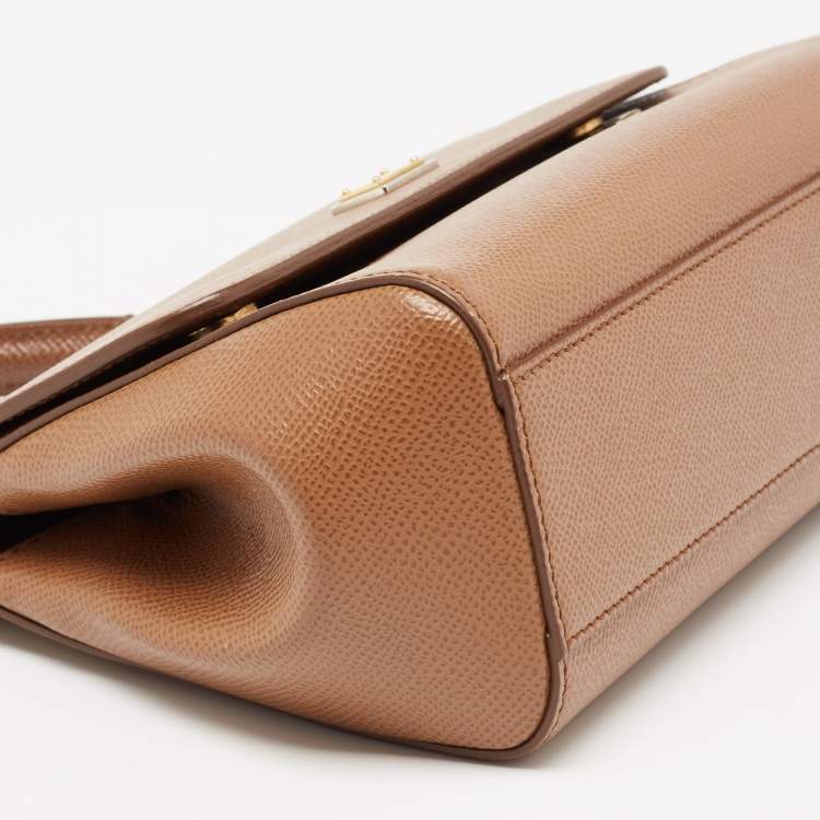 Pre Owned Dolce & Gabbana Brown Leather Small Miss Sicily Top Handle Bag