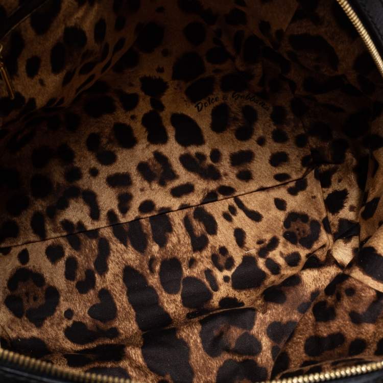 Pre Owned Dolce & Gabbana Black Leather Fringed Studded Satchel