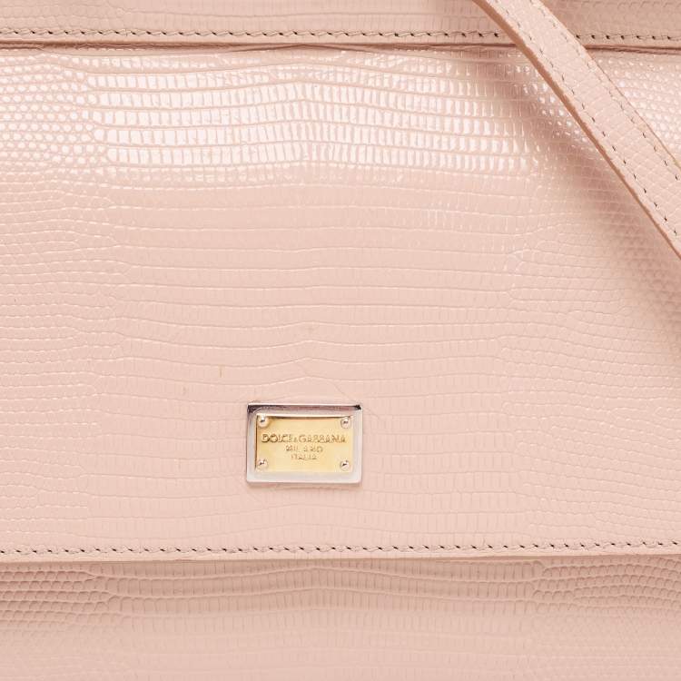 مملوكة مسبقًا Dolce & Gabbana Beige Iguana Embossed Leather Small Miss Sicily Bag