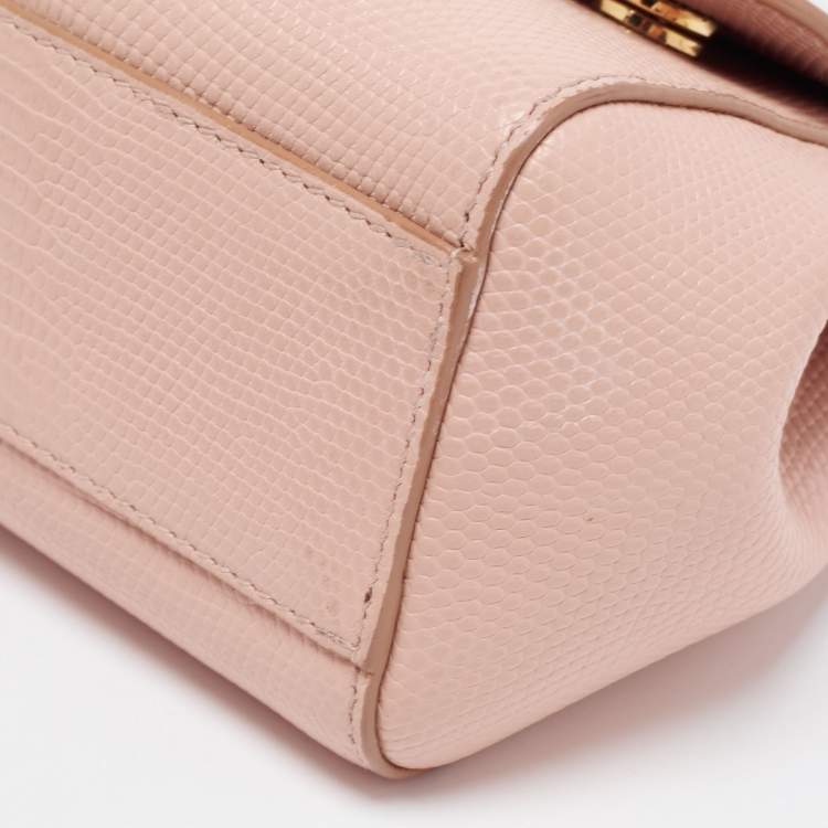 مملوكة مسبقًا Dolce & Gabbana Beige Iguana Embossed Leather Small Miss Sicily Bag