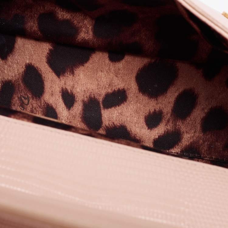 مملوكة مسبقًا Dolce & Gabbana Beige Iguana Embossed Leather Small Miss Sicily Bag