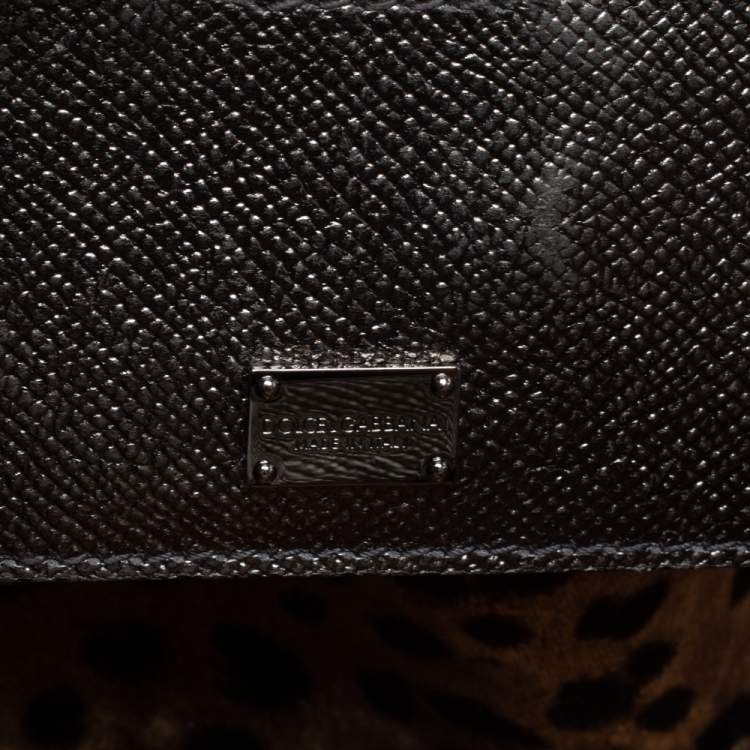 Pre Owned Dolce & Gabbana Gun Metal Leather Medium Miss Sicily Top Handle Bag