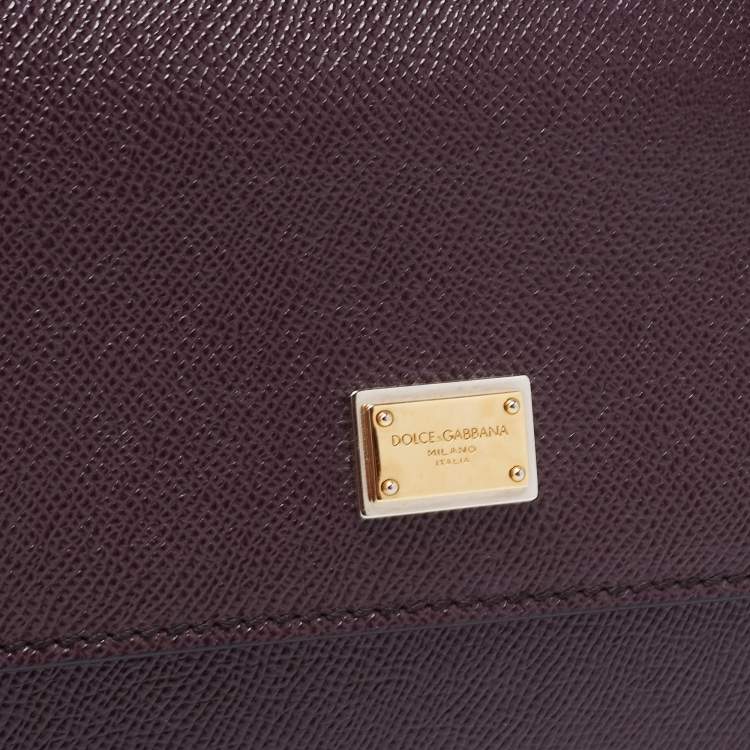 Pre Owned Dolce & Gabbana Burgundy Leather Medium Miss Sicily Top Handle Bag