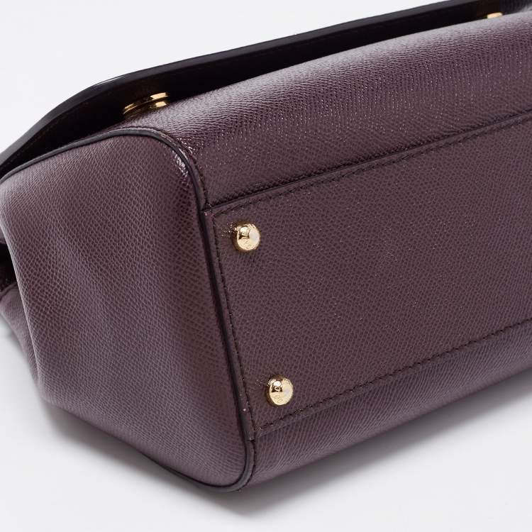 Pre Owned Dolce & Gabbana Burgundy Leather Medium Miss Sicily Top Handle Bag