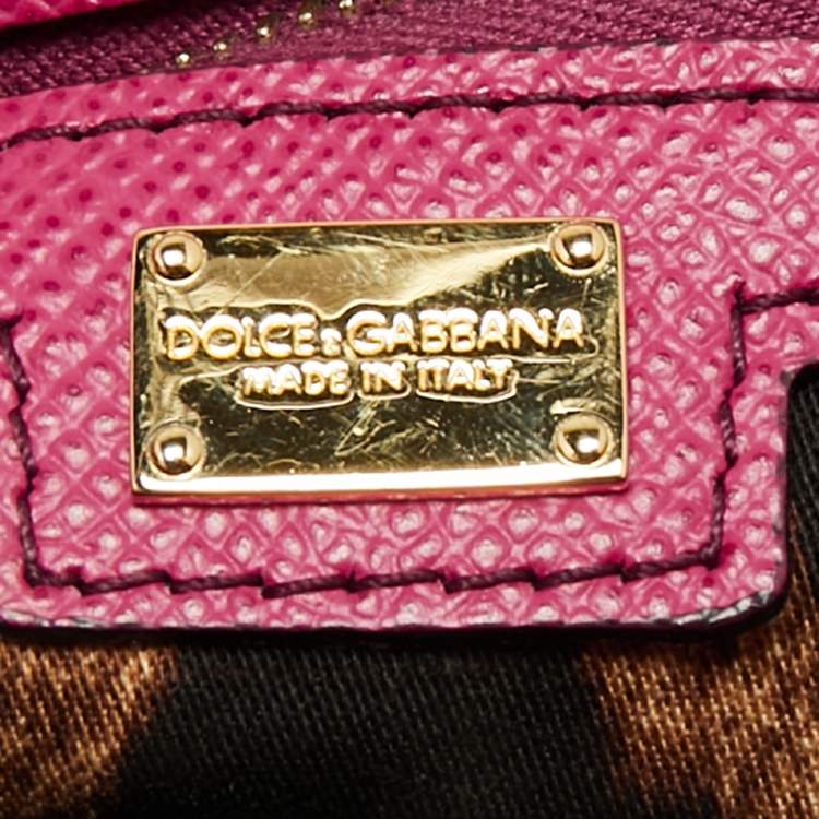 Pre Owned Dolce & Gabbana Fuchsia Leather Medium Miss Sicily Top Handle Bag