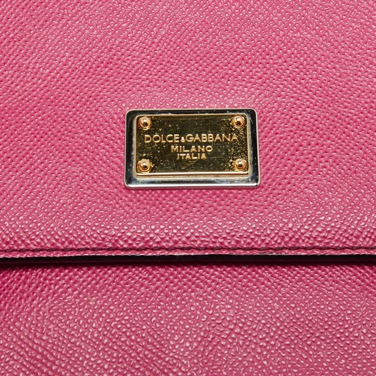 Pre Owned Dolce & Gabbana Fuchsia Leather Medium Miss Sicily Top Handle Bag