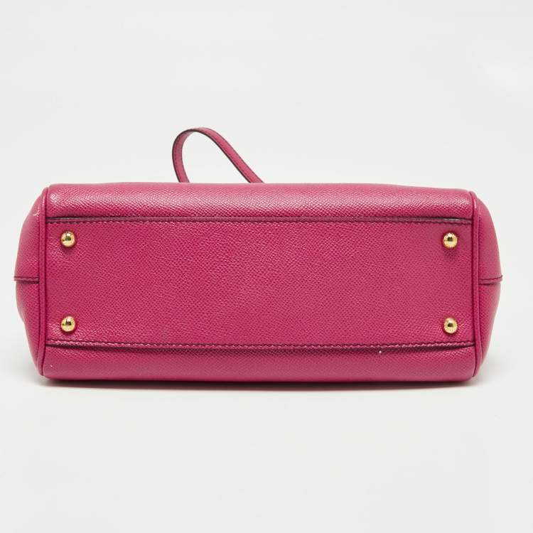 Pre Owned Dolce & Gabbana Fuchsia Leather Medium Miss Sicily Top Handle Bag