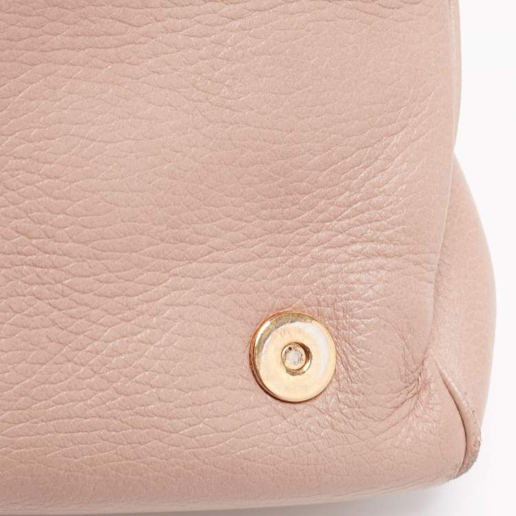 Pre Owned Dolce & Gabbana Beige Leather Sicily Top Handle Bag
