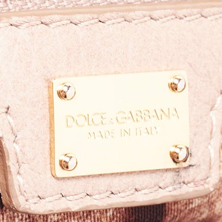 Pre Owned Dolce & Gabbana Beige Leather Sicily Top Handle Bag