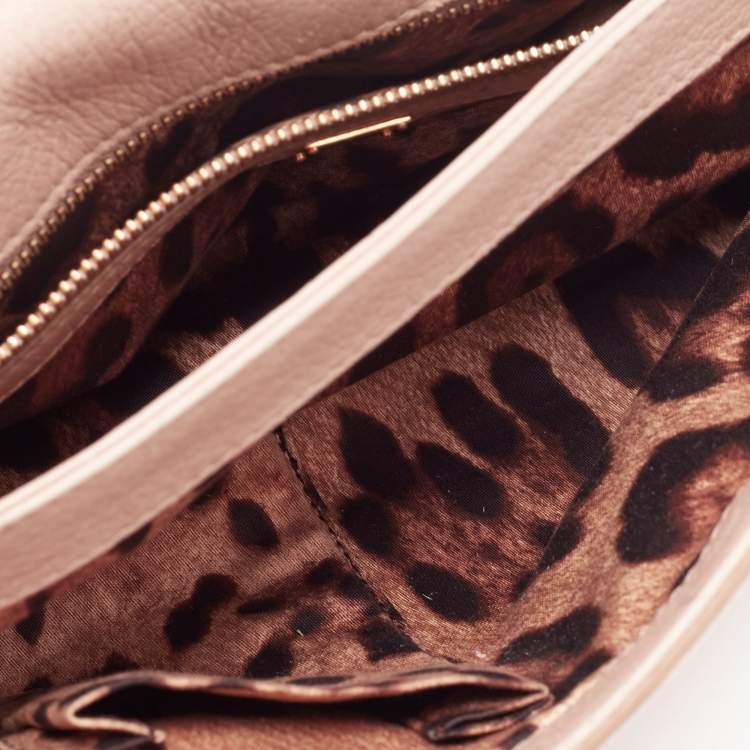 Pre Owned Dolce & Gabbana Beige Leather Sicily Top Handle Bag