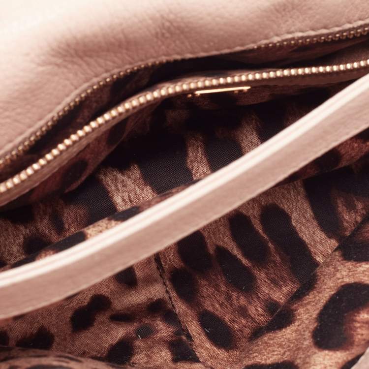 Pre Owned Dolce & Gabbana Beige Leather Sicily Top Handle Bag