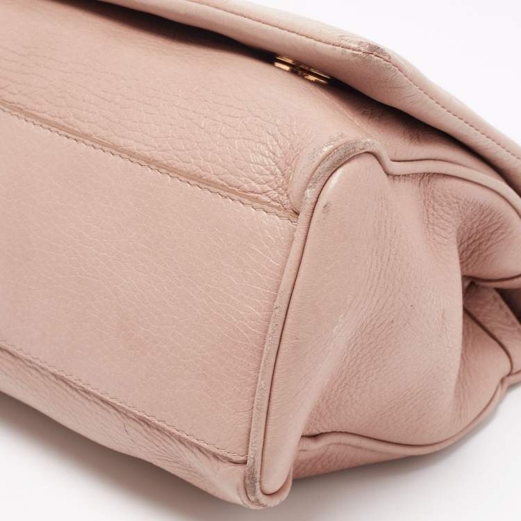 Pre Owned Dolce & Gabbana Beige Leather Sicily Top Handle Bag