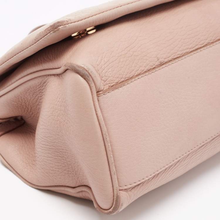 Pre Owned Dolce & Gabbana Beige Leather Sicily Top Handle Bag