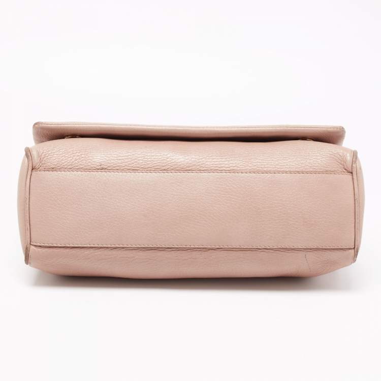 Pre Owned Dolce & Gabbana Beige Leather Sicily Top Handle Bag