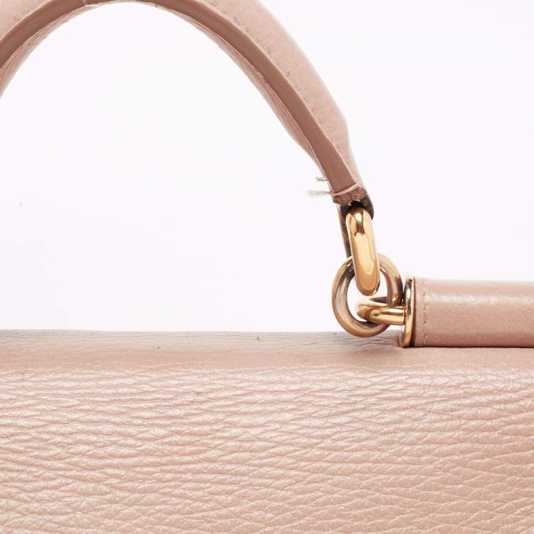 Pre Owned Dolce & Gabbana Beige Leather Sicily Top Handle Bag