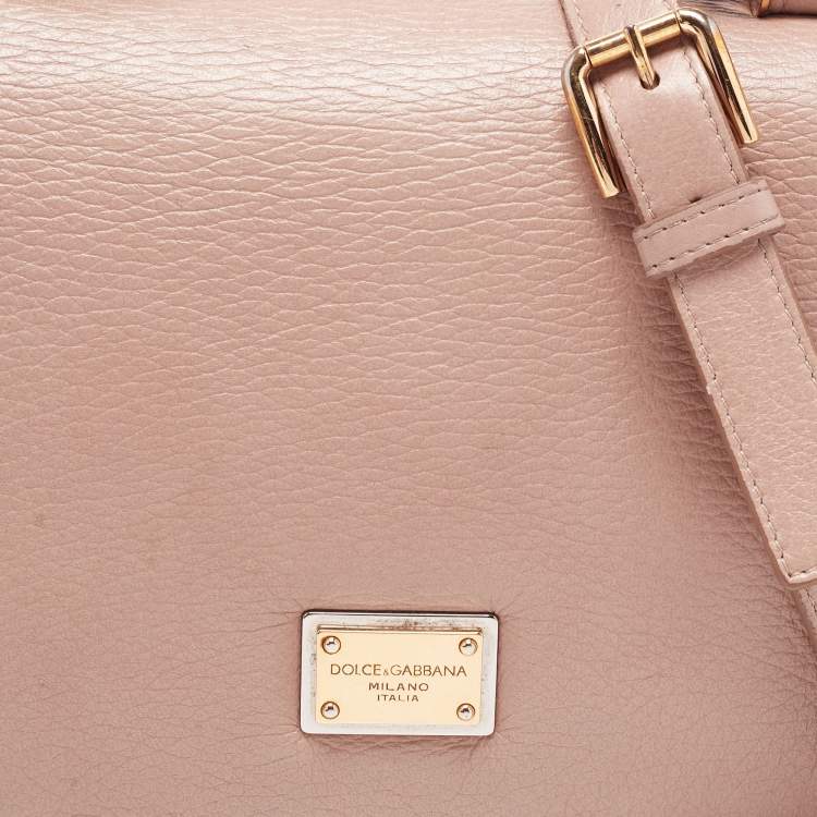 Pre Owned Dolce & Gabbana Beige Leather Sicily Top Handle Bag