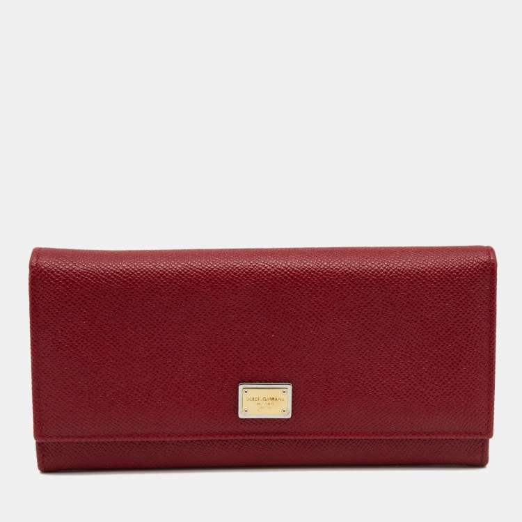 Pre Owned Dolce & Gabbana Red Leather Dauphine Continental Wallet