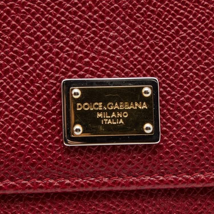Pre Owned Dolce & Gabbana Red Leather Dauphine Continental Wallet