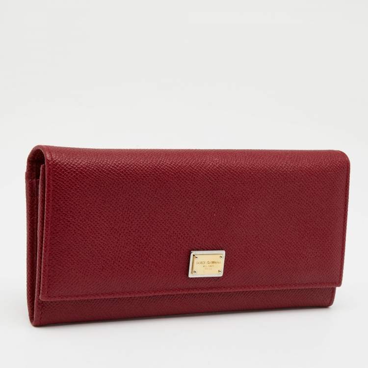 Pre Owned Dolce & Gabbana Red Leather Dauphine Continental Wallet