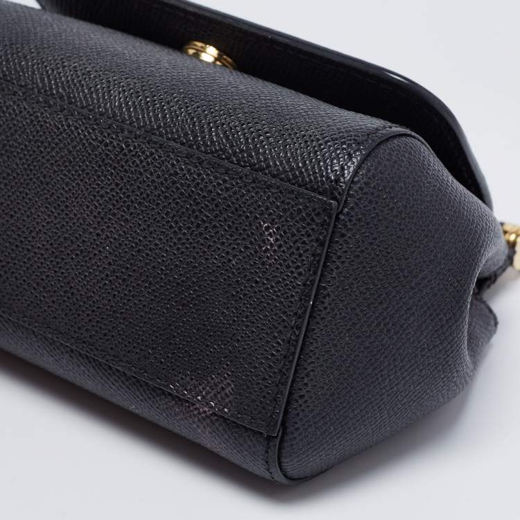 Pre Owned Dolce & Gabbana Black Leather Mini Miss Sicily Top Handle Bag
