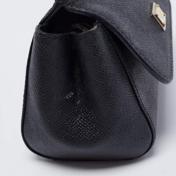 Pre Owned Dolce & Gabbana Black Leather Mini Miss Sicily Top Handle Bag